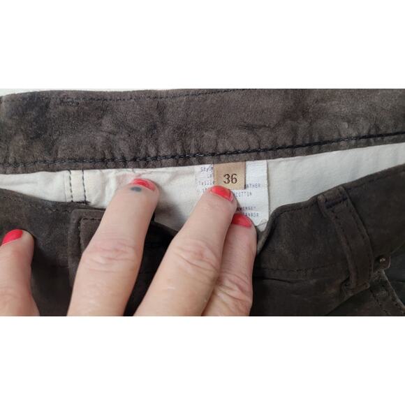 Vintage Skott's Suede Pants Brown Heavy Washable Leather Straight Men's Size 36 - Picture 9 of 15